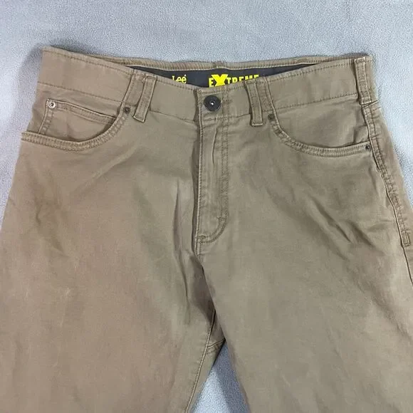 Lee Extreme Motion Pants Mens Size 34x30 Straight Fit Tapered Leg Tan Stretch - Picture 2 of 15